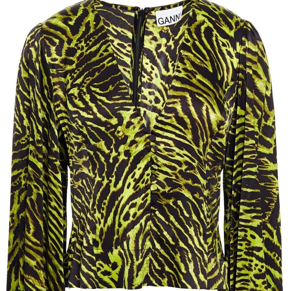 Tiger-print Silk Blouse from GANNI - Picture 3 of 9